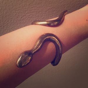 Gold Cleopatra style snake arm bracelet cuff